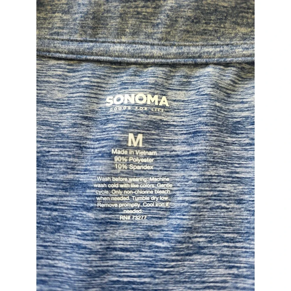 Sonoma Goods For Life Mens Quarter Zip Pullover Blue Green Space Dye Medium - Picture 4 of 5